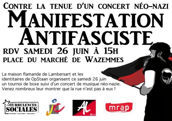 Manifestation unitaire et solidaire contre la tenue d'un concert néo-nazi à Lambersart dans INFOS